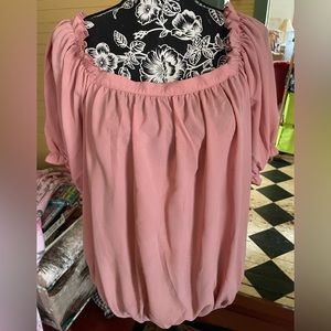 Love J Size 2x Women’s Balloon Sleeve Blouson Blouse Dusty Rose